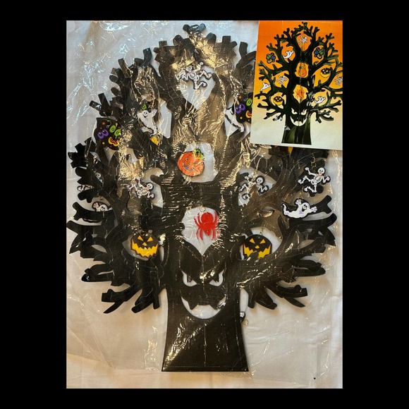 Amscan Halloween Foil Spooky Tree Hanging Decoration 23”x 17” NOS Vintage - Picture 4 of 9